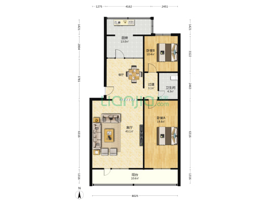 希望小区（秦安路） 2室1厅1卫 132平方