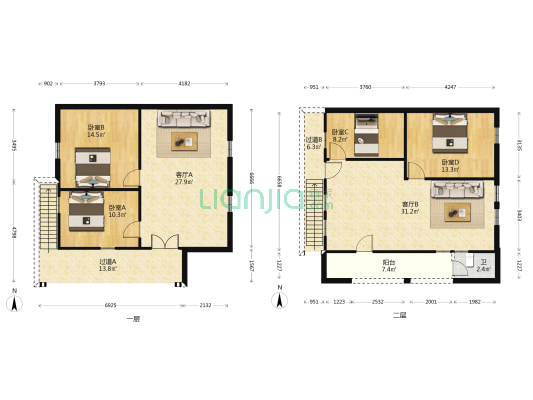 浪网 4室2厅1卫 149平方
