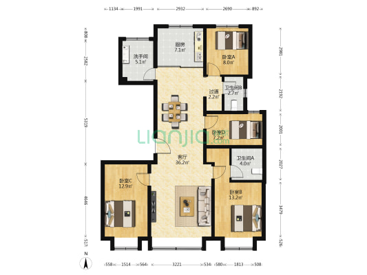 金融街武夷·融御（二期） 4室1厅3卫 143平方