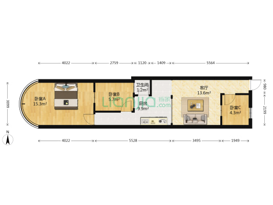 席子营二期 3室1厅1卫 37平方