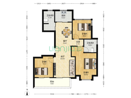 吉璟府 3室2厅2卫 107平方