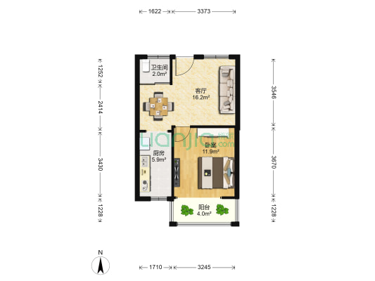 采知轩 1室1厅1卫 52平方