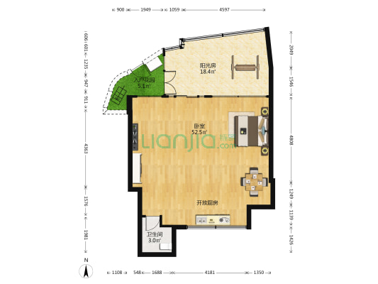 东文昌胡同 1室0厅1卫 59平方