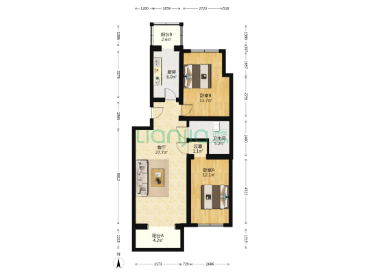 檀州家园东区 2室1厅1卫 101平方