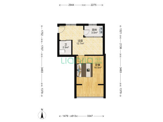 荷花茗苑西院 1室0厅1卫 45平方