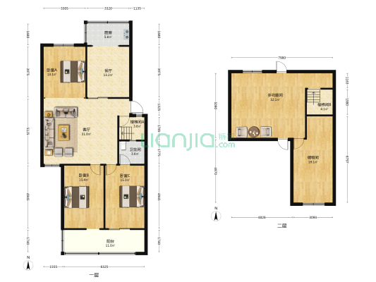 竹香苑 4室2厅1卫 122平方