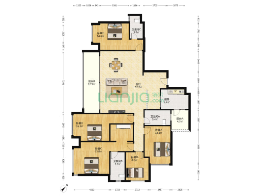 长嘉汇两江峯 5室1厅3卫 217平方