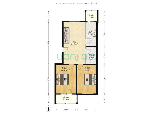 碧泉花园 2室1厅1卫 88平方