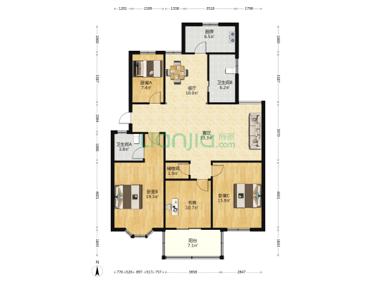 江苏大学校本部家属院 4室2厅2卫 142平方