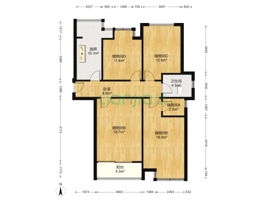 金梅苑 1室0厅1卫 115平方