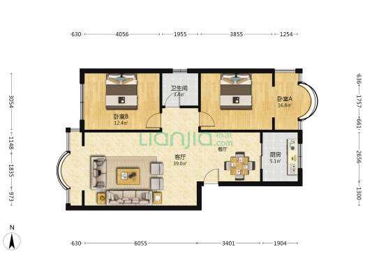 金南小区 2室1厅1卫 88平方
