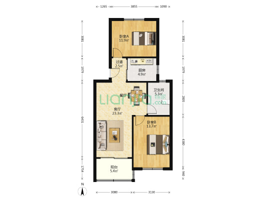 北龙潭苑 2室1厅1卫 84平方