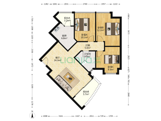 南湖半山东苑 3室1厅1卫 95平方