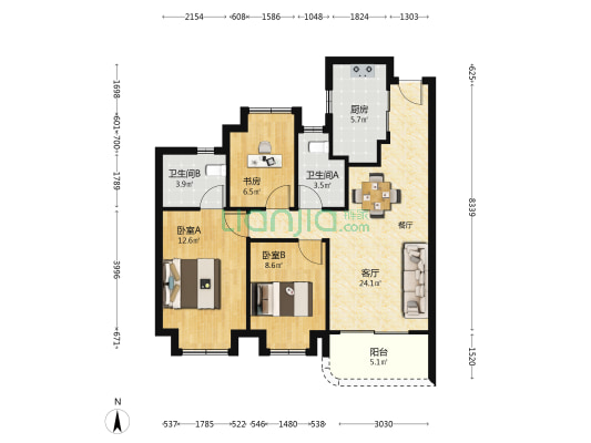 中建科茵兰庭 3室1厅2卫 91平方
