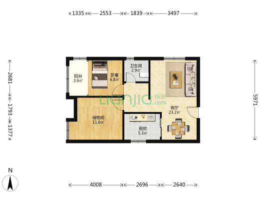 蔷薇里 1室1厅1卫 76平方
