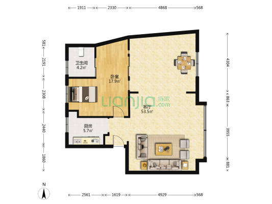培文公寓 1室1厅1卫 106平方
