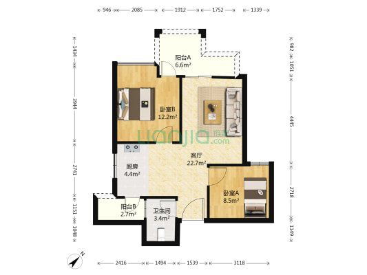 长安锦尚城 2室1厅1卫 71平方