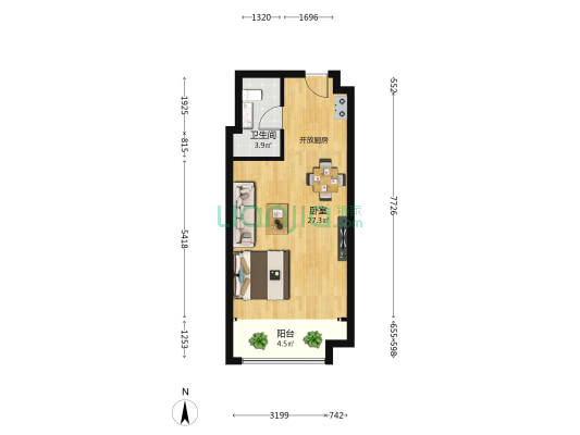 郑州金马凯旋·金马公馆 1室0厅1卫 52平方