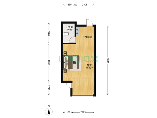 领先国际 1室0厅1卫 48平方