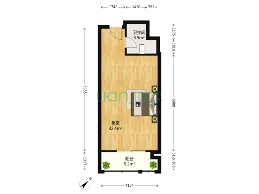 成都SBI创业园天府智谷2期 1室0厅1卫 56平方