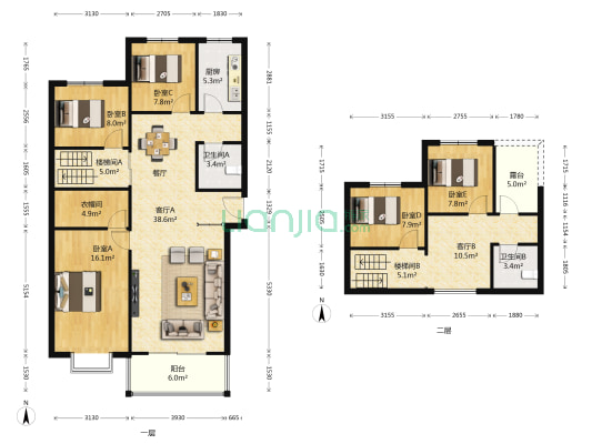 都市经典 5室2厅2卫 167平方