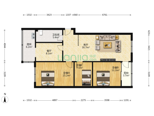 大南街71号 3室2厅1卫 101平方