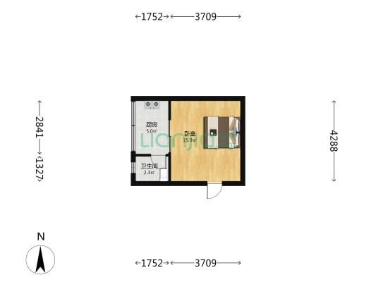 王家坡上街 1室0厅1卫 30平方