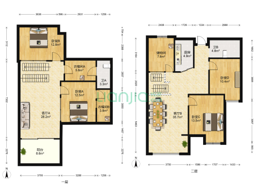 三一街区 4室2厅2卫 167平方