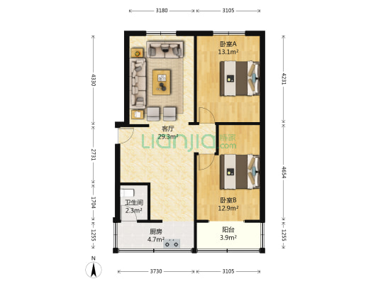 文家东巷16号 2室1厅1卫 68平方