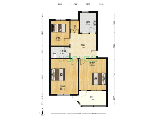 甸新路14号 3室1厅1卫 87平方