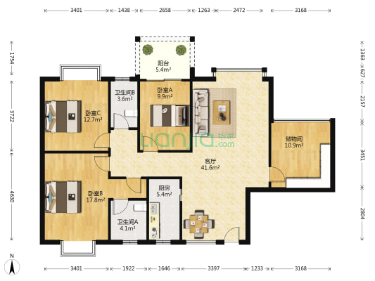 云顶印象 3室1厅2卫 133平方