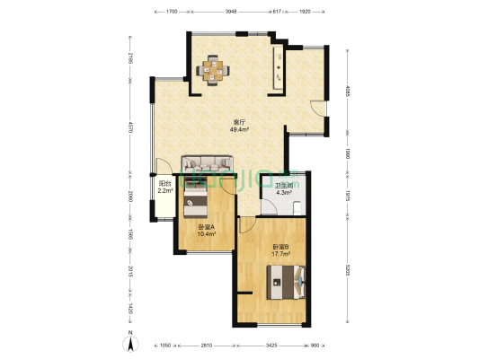枫景名苑 2室1厅1卫 102平方