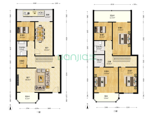 宏昌馨园小区 5室2厅3卫 285平方