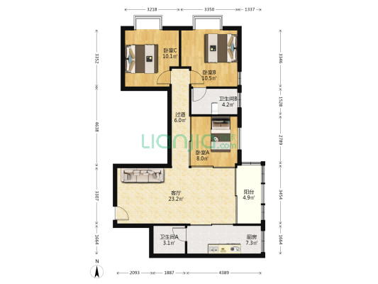 教育厅大院 3室1厅2卫 102平方