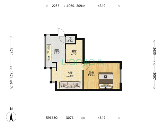 春建司黄土坡职工干警住宅区 1室2厅1卫 35平方