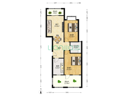 金山花园(沛县) 2室1厅1卫 84平方