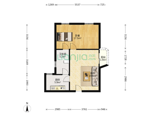 好运广场 1室1厅1卫 88平方