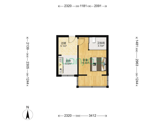 抚松路593号  1室0厅1卫 37平方