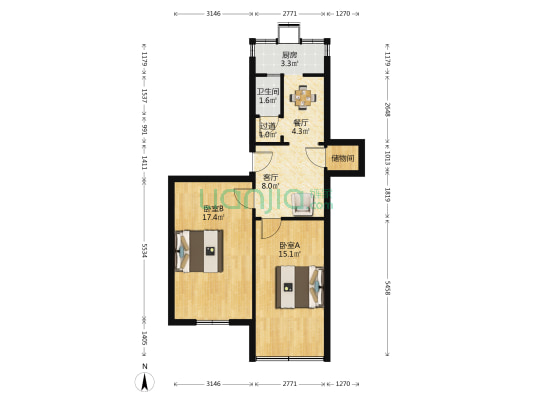 扎珠前街35-37号 2室2厅1卫 61平方