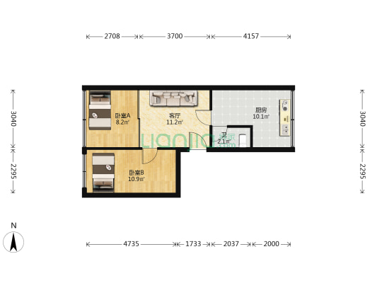 市东路13号 2室1厅1卫 52平方