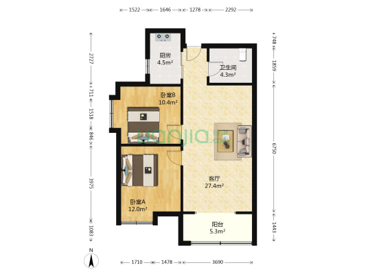 6号上院 2室1厅1卫 79平方