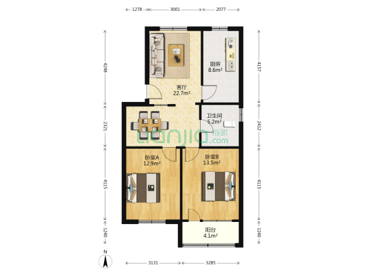 玉龙新村 2室1厅1卫 80平方