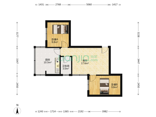 如意巷17号 2室1厅1卫 63平方