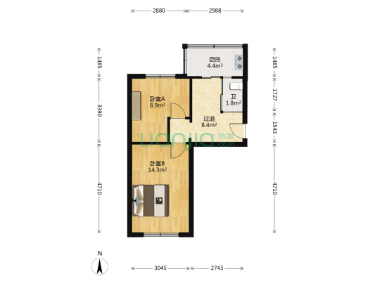 三经社区 2室0厅1卫 45平方