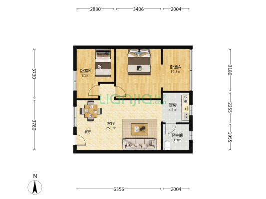 上升街131号 2室1厅1卫 73平方