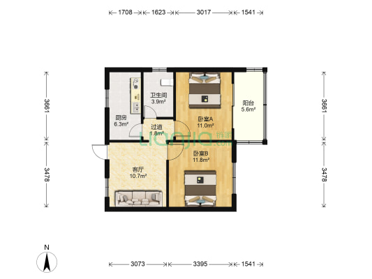 兴泉小区 2室1厅1卫 63平方