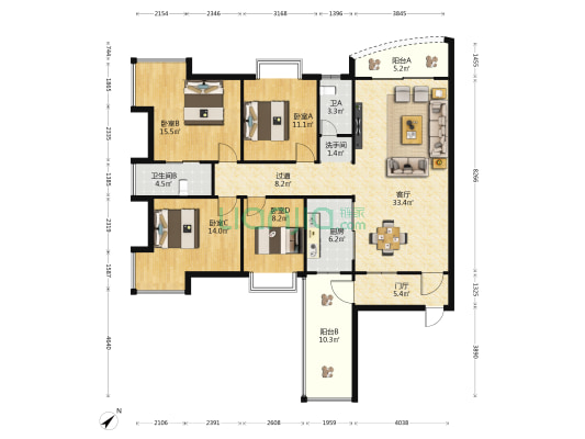 九九·华府 4室1厅3卫 139平方