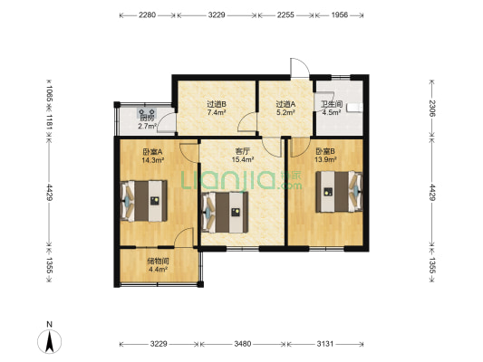 城市信用社家属院 2室1厅1卫 77平方