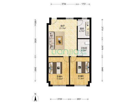 水茂华园 2室1厅1卫 81平方