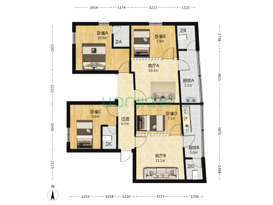 郑巷 4室2厅4卫 355平方